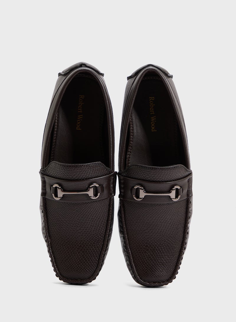 Robert Wood Trim Detail Textuted Loafers  - Image 4