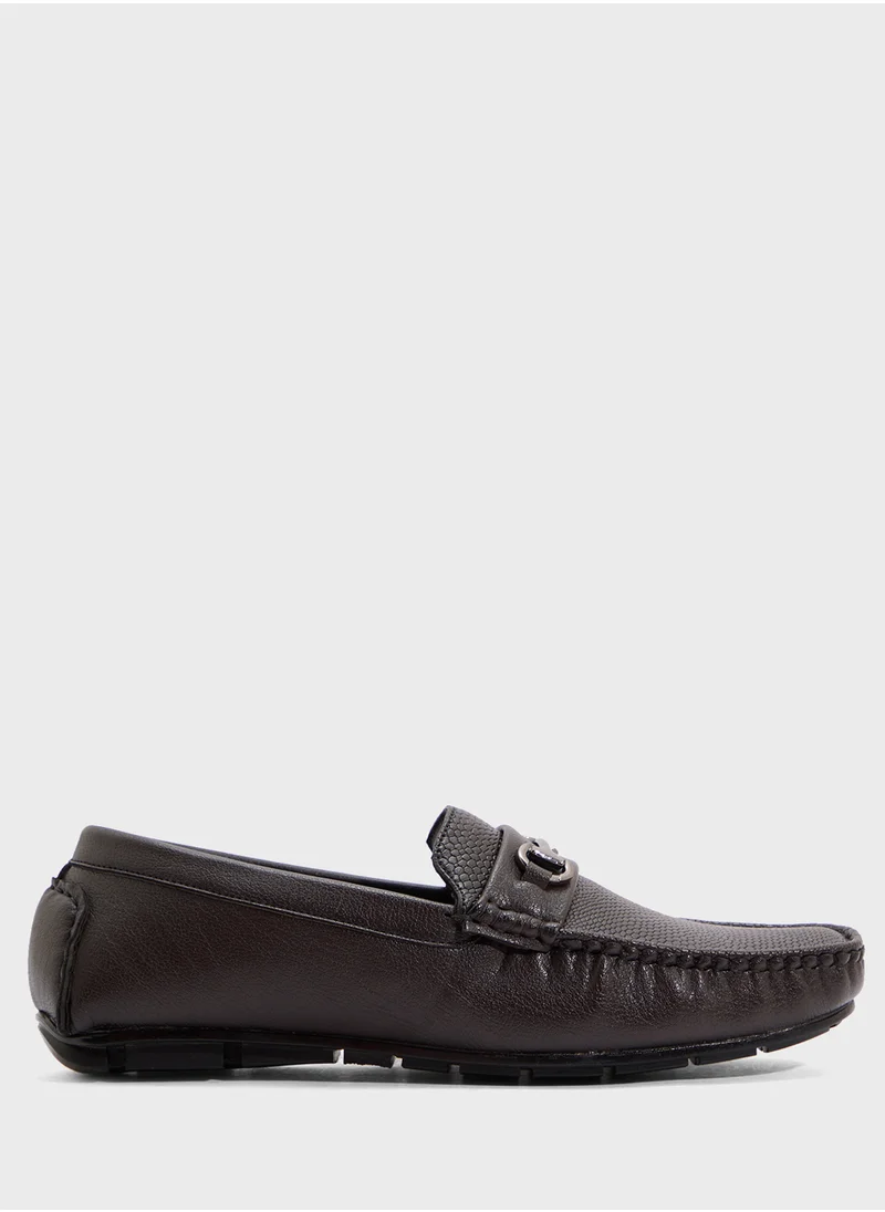 Robert Wood Trim Detail Textuted Loafers