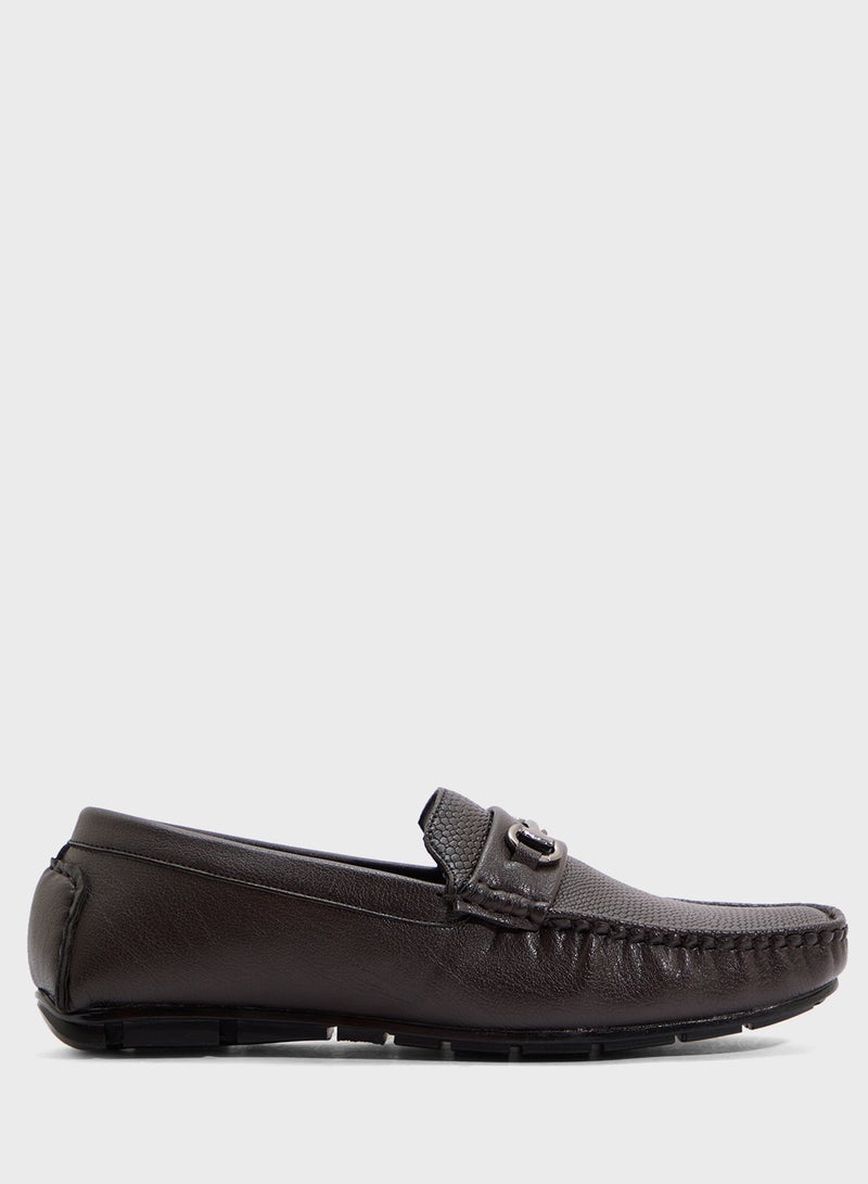 Robert Wood Trim Detail Textuted Loafers  - Image 1