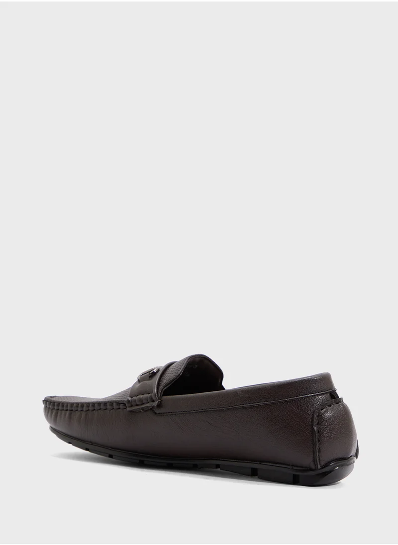 Robert Wood Trim Detail Textuted Loafers