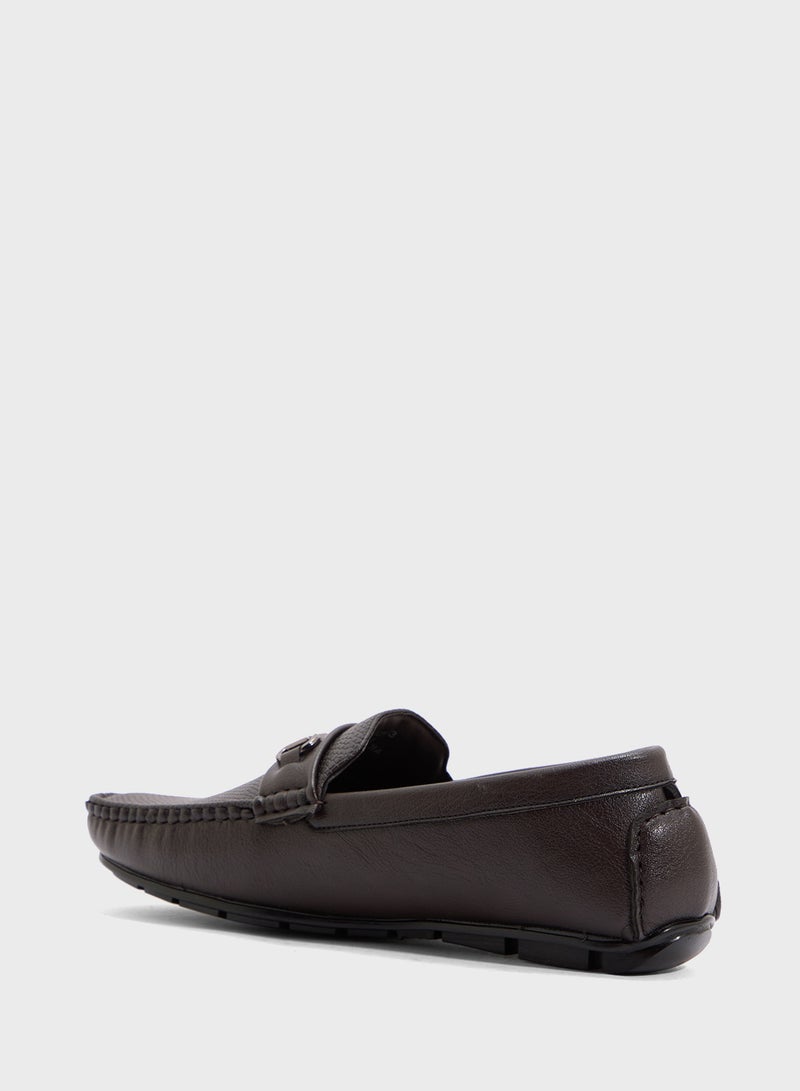 Robert Wood Trim Detail Textuted Loafers  - Image 2