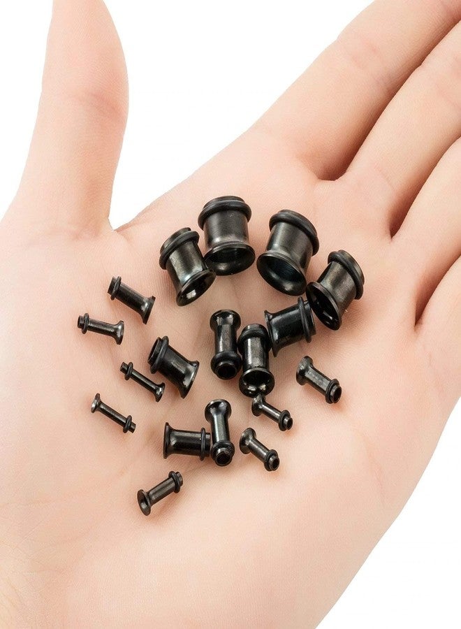 KUBOOZ 9pairs Stainless Steel Single Flared Ear Plugs Kit Tunnels Gauges Stretcher Piercings Mixed Size 14G-00G - Image 5
