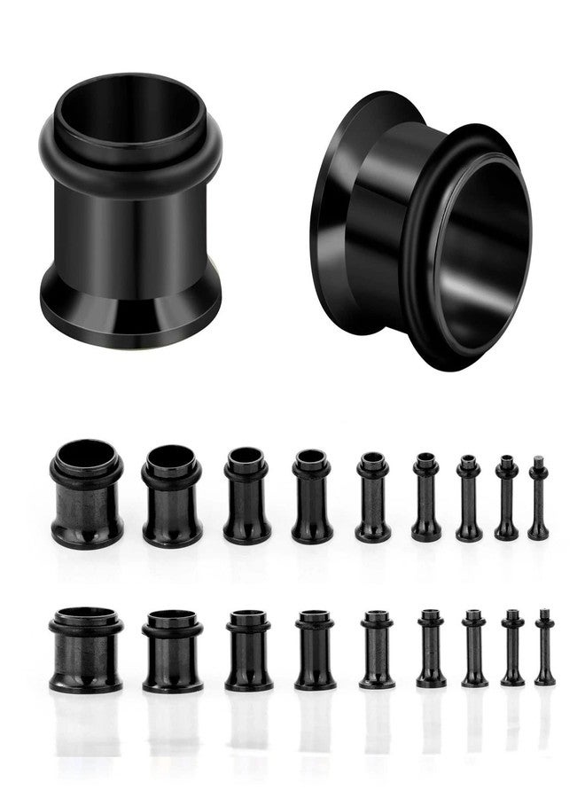 KUBOOZ 9pairs Stainless Steel Single Flared Ear Plugs Kit Tunnels Gauges Stretcher Piercings Mixed Size 14G-00G - Image 3