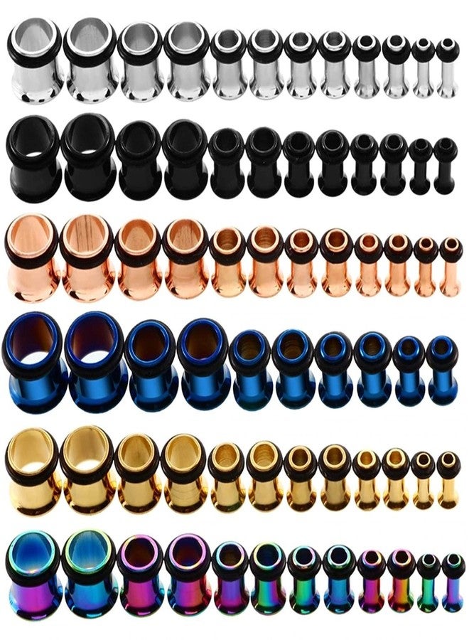 KUBOOZ 9pairs Stainless Steel Single Flared Ear Plugs Kit Tunnels Gauges Stretcher Piercings Mixed Size 14G-00G - Image 1