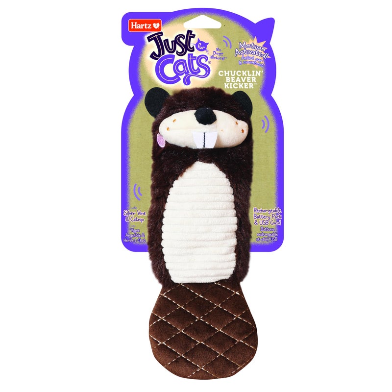 Hartz New Just for Cats The Chucklin Beaver Kicker Motion Activated Kicker Cat Toy with Silver Vine Catnip - Image 2