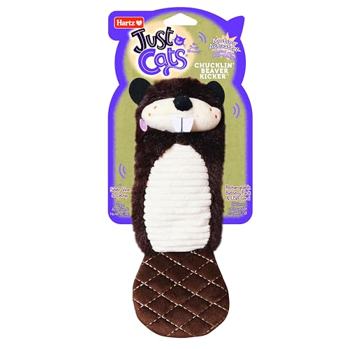 Hartz New Just for Cats The Chucklin Beaver Kicker Motion Activated Kicker Cat Toy with Silver Vine Catnip - Image 1