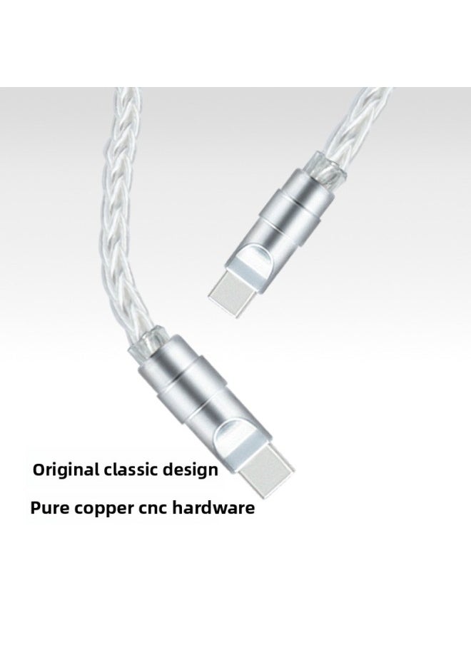Generic - Pure Copper Hardware Ultra-soft Single Crystal Copper Data Cable For Iphone16 Flat Mate70 Notebook Fast Charging-Color:0.15m Usb To For Apple/12w-Model:Single Crystal Copper Silver [silver Copper Shell] - Image 1
