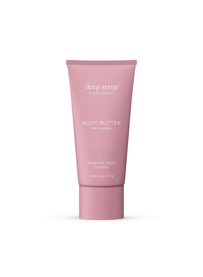 Deep Steep Body Butter, 6 oz – Rich Moisturizer with Ceramides, Coconut Oil, Argan Oil & Aloe Vera – Vegan, Clean Beauty, Smooth & Hydrated Skin (6 Ounces, Passion Fruit Guava) - Image 1