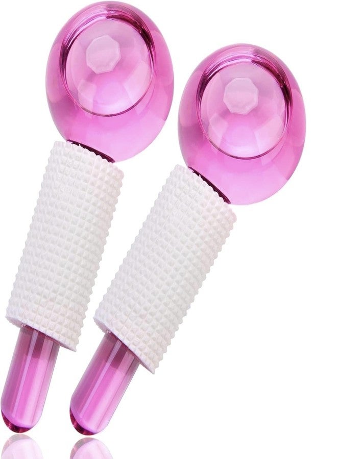 Zuvexa Facial Ice Globe Smart Cool Face Roller Ball | Facial Massage Tools for Neck Eye Circle Reduce | Anti Ageing Wrinkles Soothing Firming Skin Crystal Ice Roller (Pack of 2) (pink) - Image 1