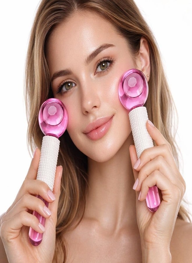 Zuvexa Facial Ice Globe Smart Cool Face Roller Ball | Facial Massage Tools for Neck Eye Circle Reduce | Anti Ageing Wrinkles Soothing Firming Skin Crystal Ice Roller (Pack of 2) (pink) - Image 2