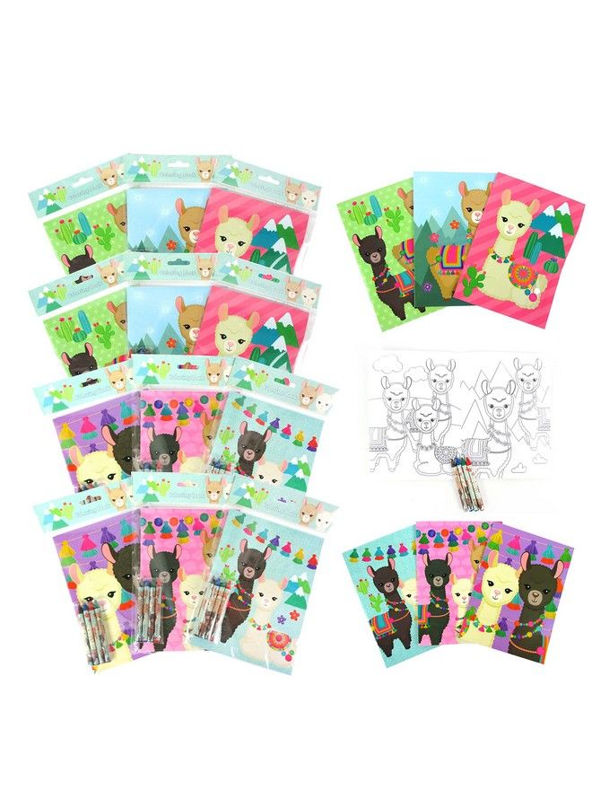 TINYMILLS Llamas Alpacas Coloring Book Set For Kids Party Favors With 12 Coloring Books And 48 Crayons Llamas Birthday Party Supplies Favor Bag Filler - Image 2