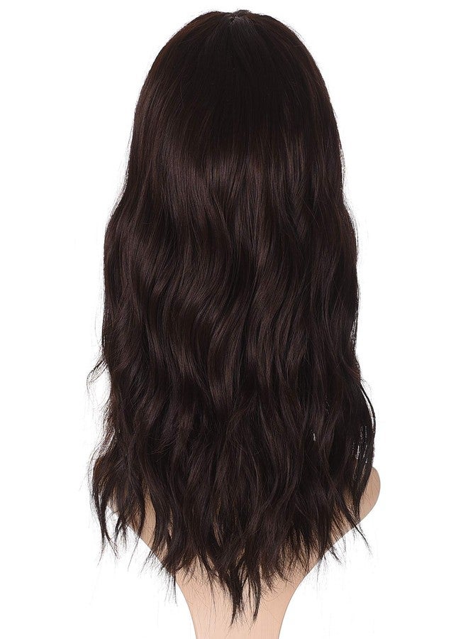 morvally Short Brown Wavy Bob Wig with Bangs for Women 16 Inches Natural Synthetic Hair Wavy Wigs - Image 5