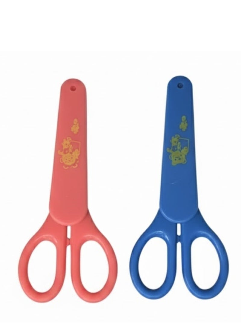 Lukadah 2 Pcs Kids Scissors – Child-Safe Rounded Tip Scissors for School & Crafts, Stainless Steel Blades, Ergonomic Soft-Grip Handles, Perfect for DIY Art & Gift (Multi-colour) - Image 1