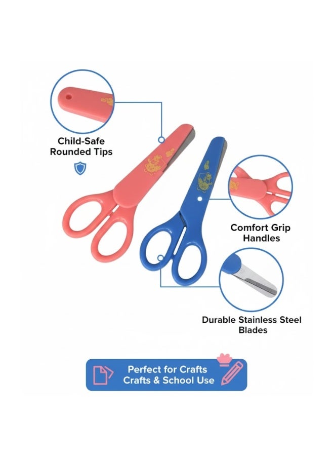 Lukadah 2 Pcs Kids Scissors – Child-Safe Rounded Tip Scissors for School & Crafts, Stainless Steel Blades, Ergonomic Soft-Grip Handles, Perfect for DIY Art & Gift (Multi-colour) - Image 3