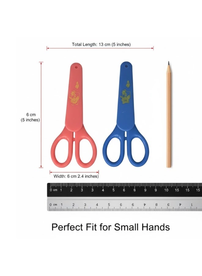 Lukadah 2 Pcs Kids Scissors – Child-Safe Rounded Tip Scissors for School & Crafts, Stainless Steel Blades, Ergonomic Soft-Grip Handles, Perfect for DIY Art & Gift (Multi-colour) - Image 4