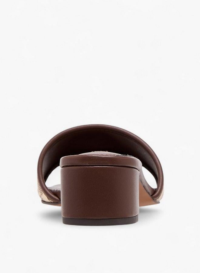 ELLE Women's Monogram Print Slide Sandals with Block Heels - Image 5