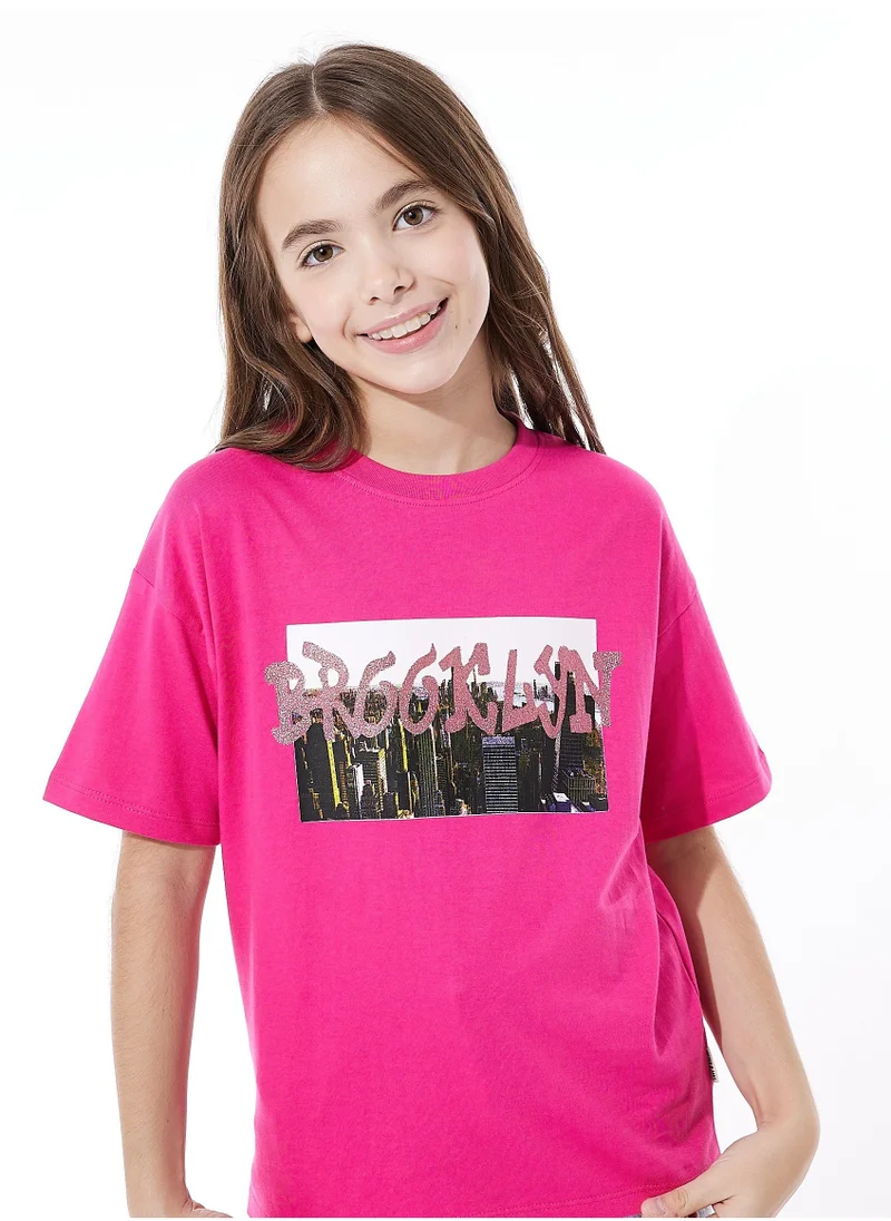 victor and jane Girls Oversized Casual T-shirt - Pink
