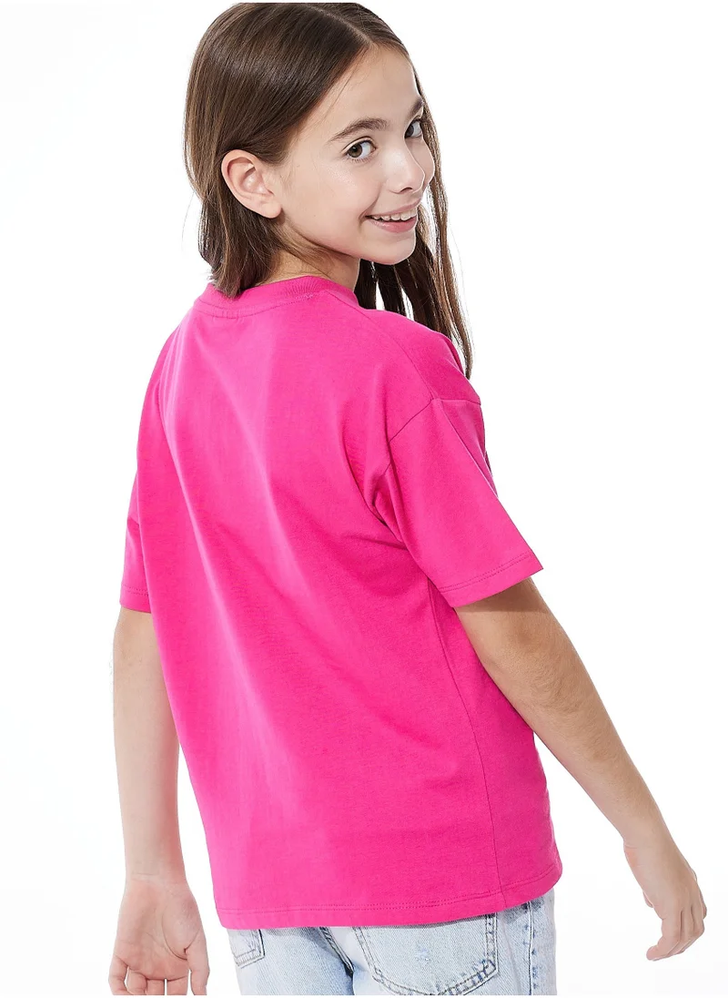 victor and jane Girls Oversized Casual T-shirt - Pink