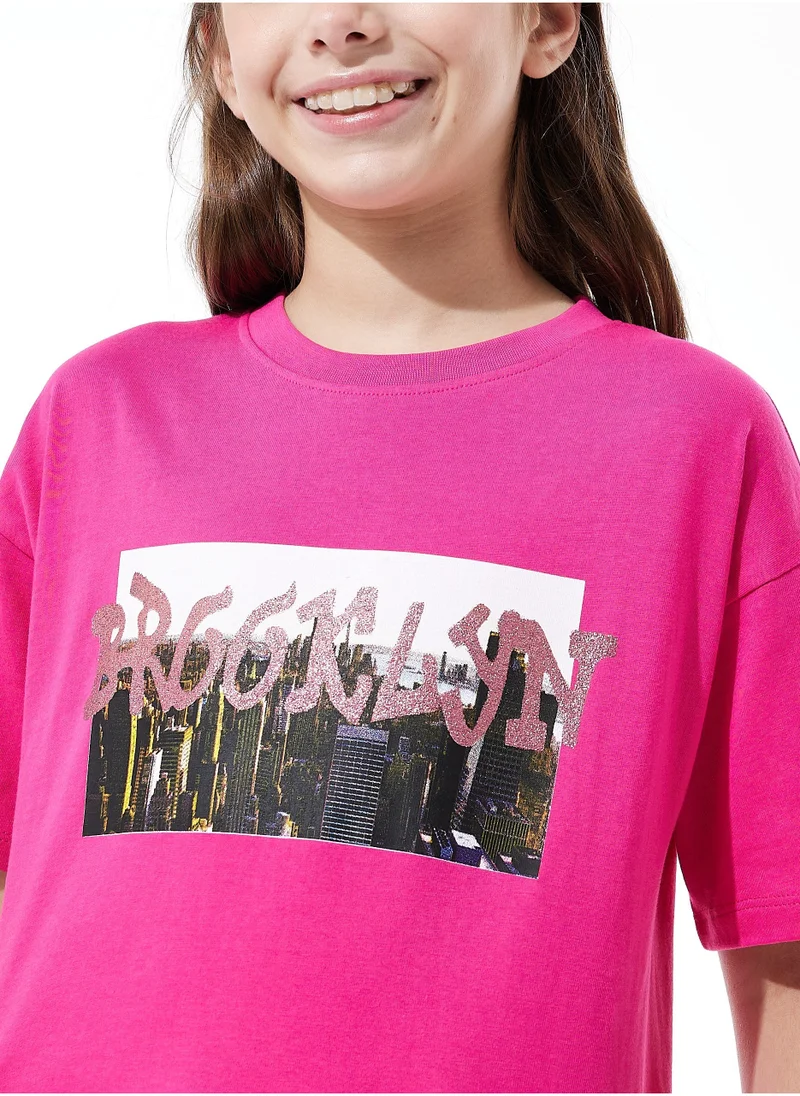 victor and jane Girls Oversized Casual T-shirt - Pink