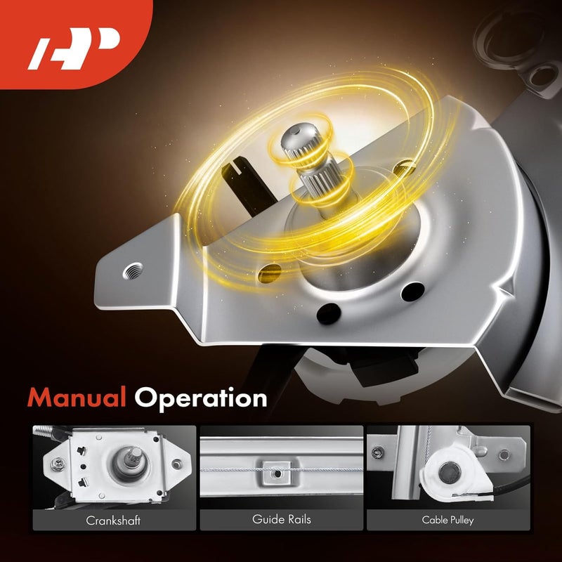 A-Premium Manual Window Regulator Compatible with Jeep TJ Wrangler 1997-2006 Front Driver Side - Image 4