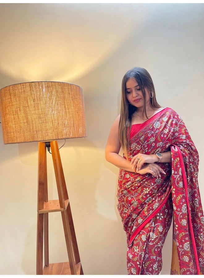 shiv textiles ساري نسائي من شيف تيكستيلز من القطن الخالص (SMC-ST-82-بني) - Image 4