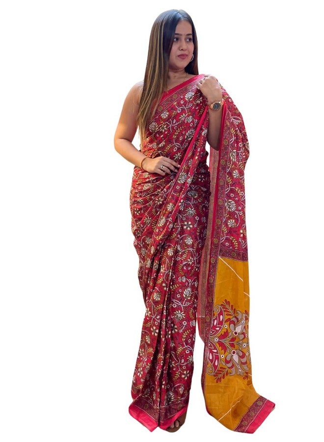 shiv textiles ساري نسائي من شيف تيكستيلز من القطن الخالص (SMC-ST-82-بني) - Image 1