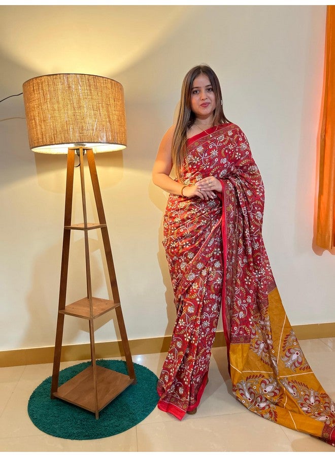 shiv textiles ساري نسائي من شيف تيكستيلز من القطن الخالص (SMC-ST-82-بني) - Image 5