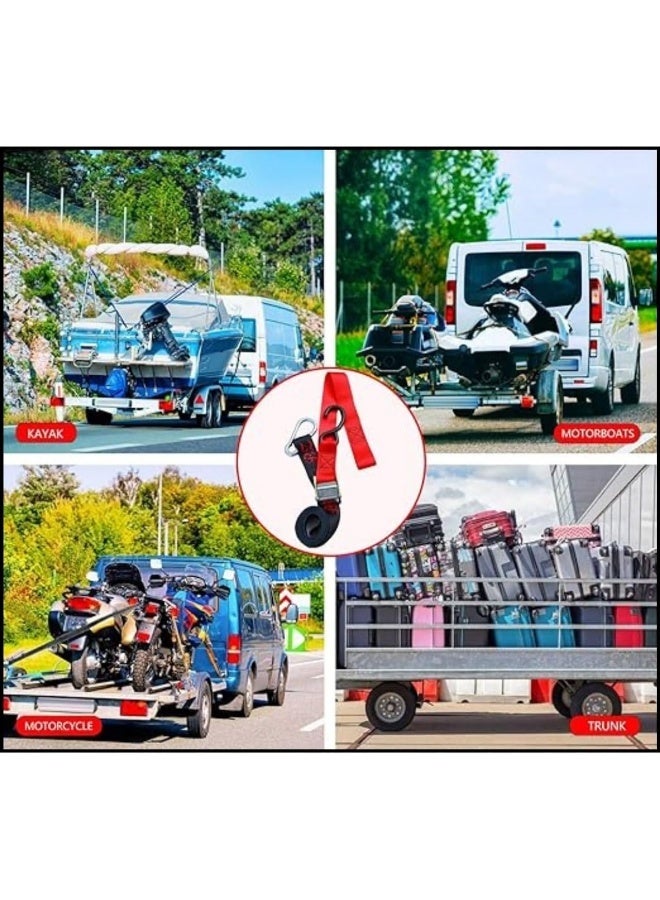 XIANGLE 6 Feet Heavy Duty Loop Tie Down Straps for Motocycle, Red - Image 2