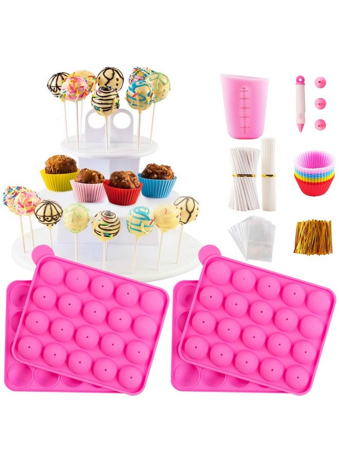 NICE KITCHEN Cake Pop Maker Kit with 2 Silicone Mold Sets with 3 Tier Cake Stand, Chocolate Candy Melts Pot, Silicone Cupcake Molds, Paper Lollipop Sticks, Decorating Pen with 4 Piping Tips, Bag and Twist Ties - Image 1