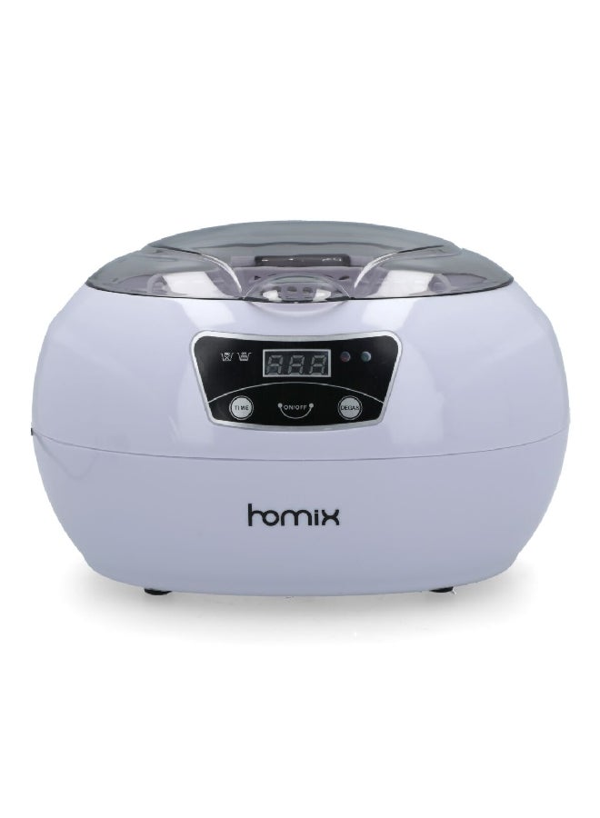 homix Household Ultrasonic Cleaner with Removable Basket White and Clear 600 ml JP-890 - Image 1