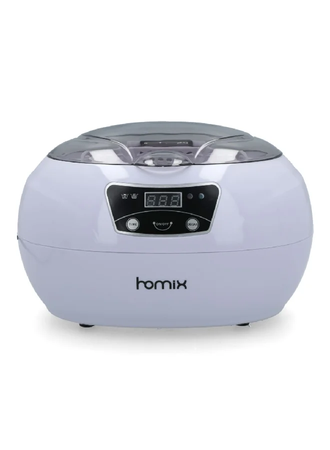 homix Household Ultrasonic Cleaner with Removable Basket White and Clear 600 ml JP-890