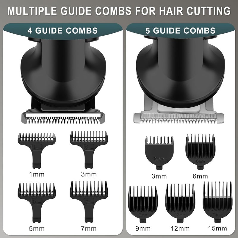 Hatteker 8-in-1 Professional Men's Grooming Kit Cordless Beard Trimmer Hair Clipper Zero Gapped T-Blade Electric Razor Nose Ear Body Trimmer IPX7 Waterproof, Precision Trimming for Bald Head/Oil Head - Image 3