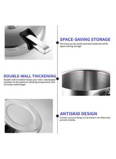 Generic 1pcs 1.3 Liter Stainless Steel Ice Cube Container Ice Bucket Ice Cube Container Double Walled With Lid and Ice Tongs Included Strainer for Chilling Beer Champagne and Wine  - Image 3