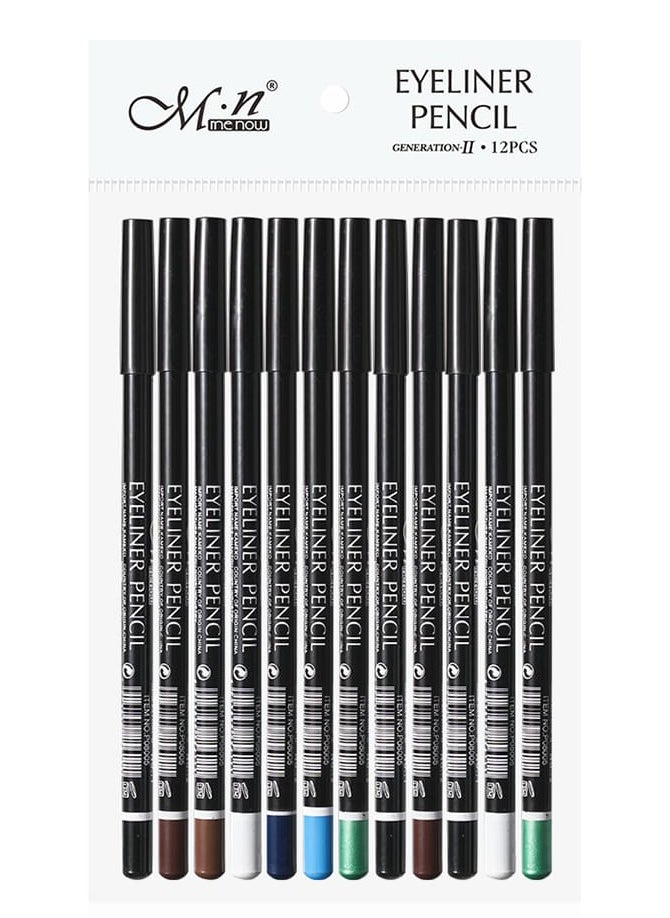 Menow Eyeliner Pencil Package Multicolor - 12 Pcs  - Image 1