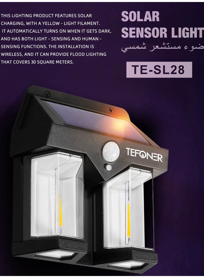TEFONER outdoor lights with motion sensor that activates when someone moves. solar light outdoor waterproof and weather resistant. Solar light with multiple operating modes. Outdoor solar lighting that charges via the sun. garden decoration illumination. spotlight Suitable for patios, garden lights, camping, and many other uses. - Image 3