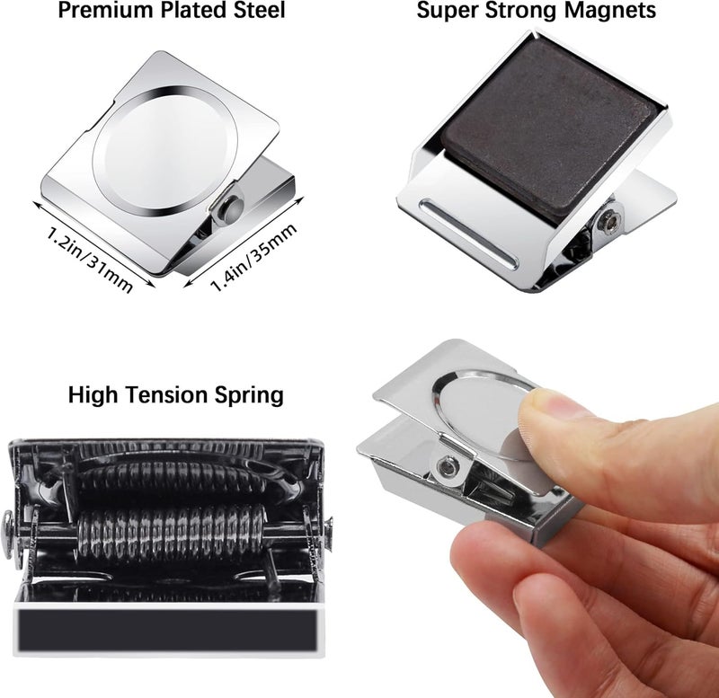 Thimmamma Strong Magnet Clips 1.2 Inch - 12 Packs Heavy Duty Metal Magnetic Clips for Refrigerator, Magnetic Clip for Whiteboard, Picture, Office Magnets, Magnets Clipboard for White Boards - Image 2