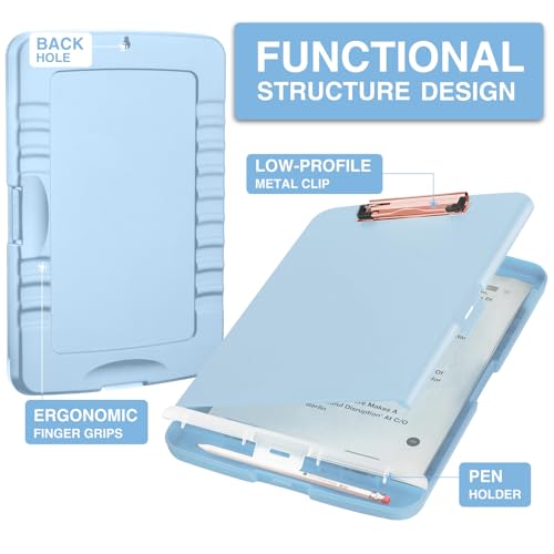 Sooez Clipboards with Storage, High Capacity Clip Boards 8.5x11 with Pen Holder, Heavy Duty Plastic Paper Organization Folder Cases, Letter / A4 Size for Nurse Teachers, School & Office Supplies - Image 2