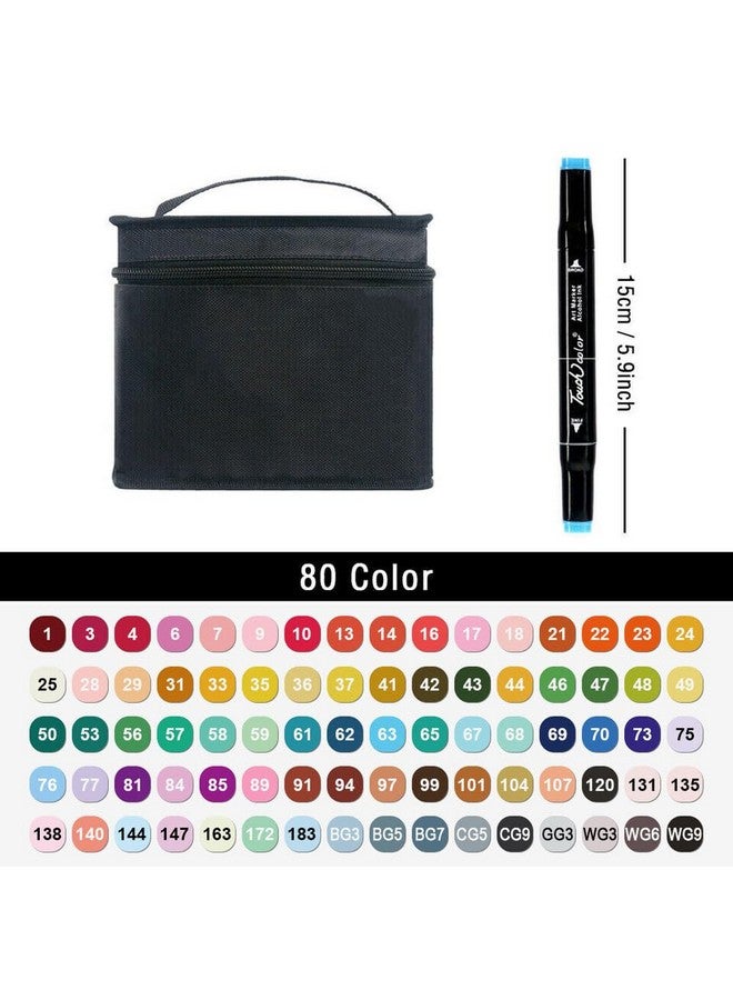 Parssufy 80 Colors Art Markers sketch pen Dual Tip Artist Art Marker Vibrant Colors Set for Kids Adult Coloring Sketching Drawing Painting, Twin Head Permanent Sketch Markers Pen with Carry Case (80) - Image 2