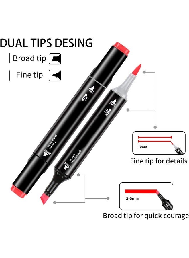 Parssufy 80 Colors Art Markers sketch pen Dual Tip Artist Art Marker Vibrant Colors Set for Kids Adult Coloring Sketching Drawing Painting, Twin Head Permanent Sketch Markers Pen with Carry Case (80) - Image 4