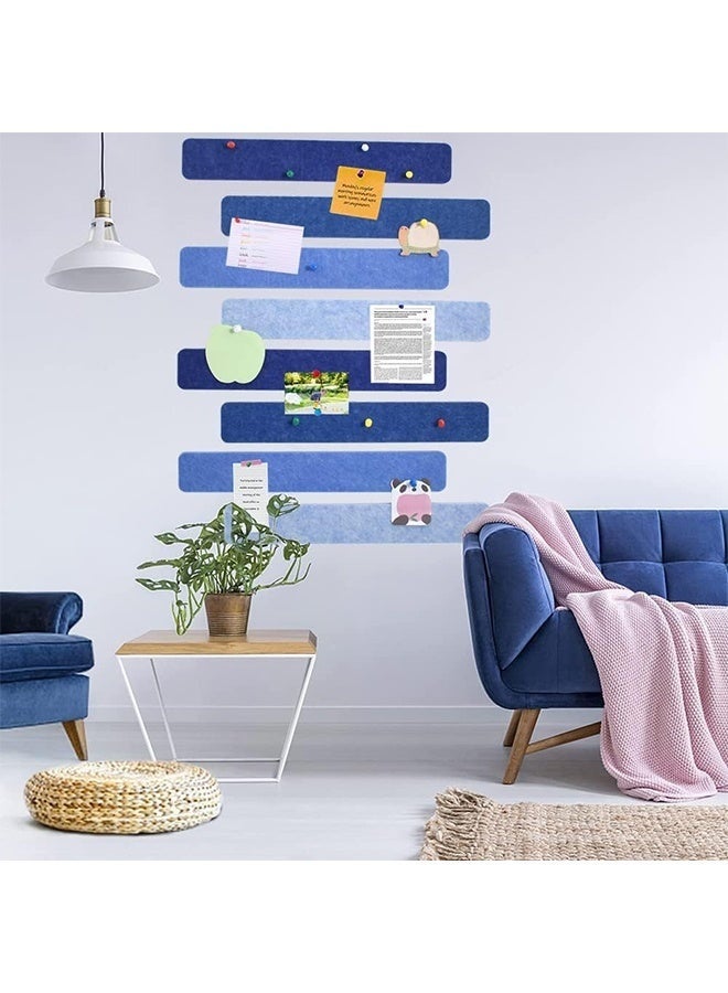Little gorilla 8Pcs Cork Board Bar Strips with30 Pushpins, Self-Adhesive Bulletin Board Strips No Damage for Wall, Felt Pin Board for Paste Notes, Photos, Schedules Office Decor，33*5cm, （Blue） - Image 5