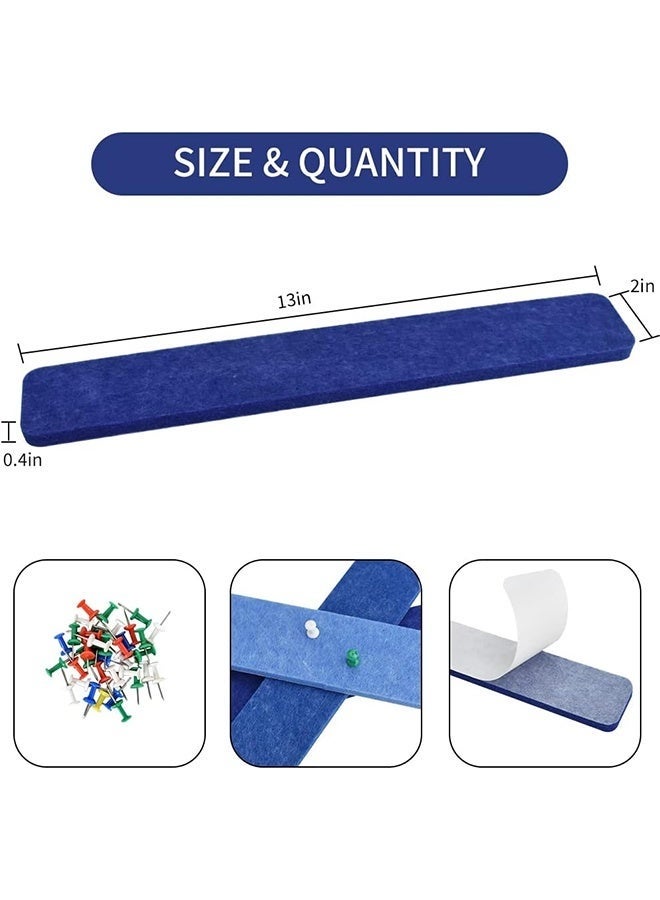 Little gorilla 8Pcs Cork Board Bar Strips with30 Pushpins, Self-Adhesive Bulletin Board Strips No Damage for Wall, Felt Pin Board for Paste Notes, Photos, Schedules Office Decor，33*5cm, （Blue） - Image 2
