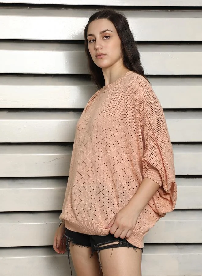 HIGH STAR Relaxed Fit Batwing Sleeves Knit Top