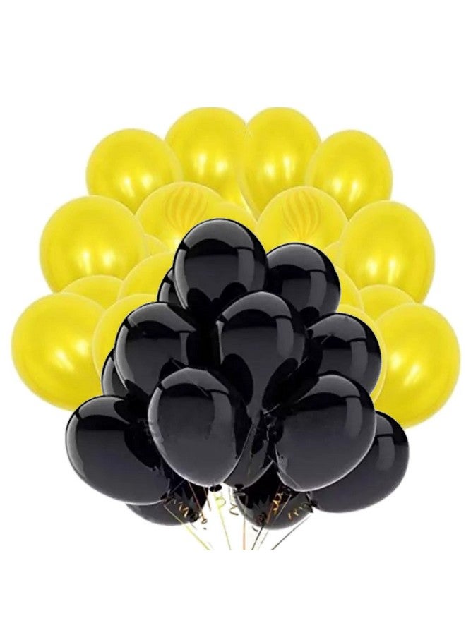 DUL DUL ~Black & Yellow Color Metallic Balloon pack of 50 pcs ~ Metallic balloon 25 Pcs Black & 25 Pcs Yellow color for Birthday / Party~Theme Party~Baby Shower~Anniversary~Wedding Decoration~New year celebration (BLACK & YELLOW, 50)