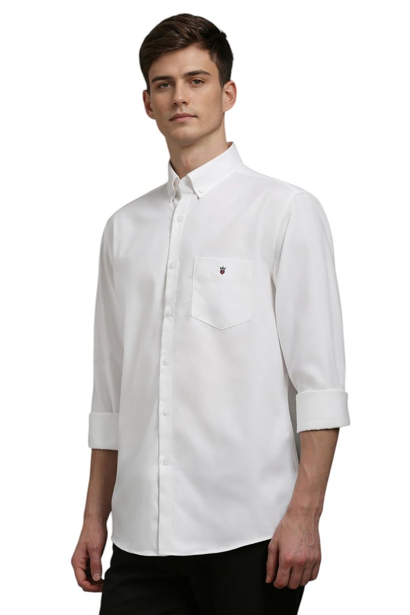 Louis Philippe Men's Cotton Solid Slim Fit Shirt (LYSFCSLB050208_White, 39 - Image 2