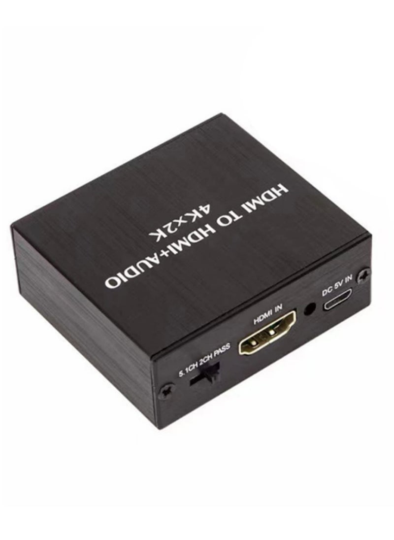 ماركة غير محددة مستخرج صوت HDMI إلى ضوئي TOSLINK SPDIF مع مقسم صوت ستيريو 3.5 مم، يدعم Dolby Digital/DTS 5.1 قنوات، و3 أوضاع EDID (تمرير/2 قناة/5.1 قناة) لتلفزيون HDTV وساوندبار ومسرح منزلي  - Image 1