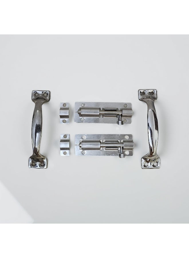 4-inch door latch and pull handle, 2 pieces of each type, suitable for doors, cabinets and drawers - Image 1