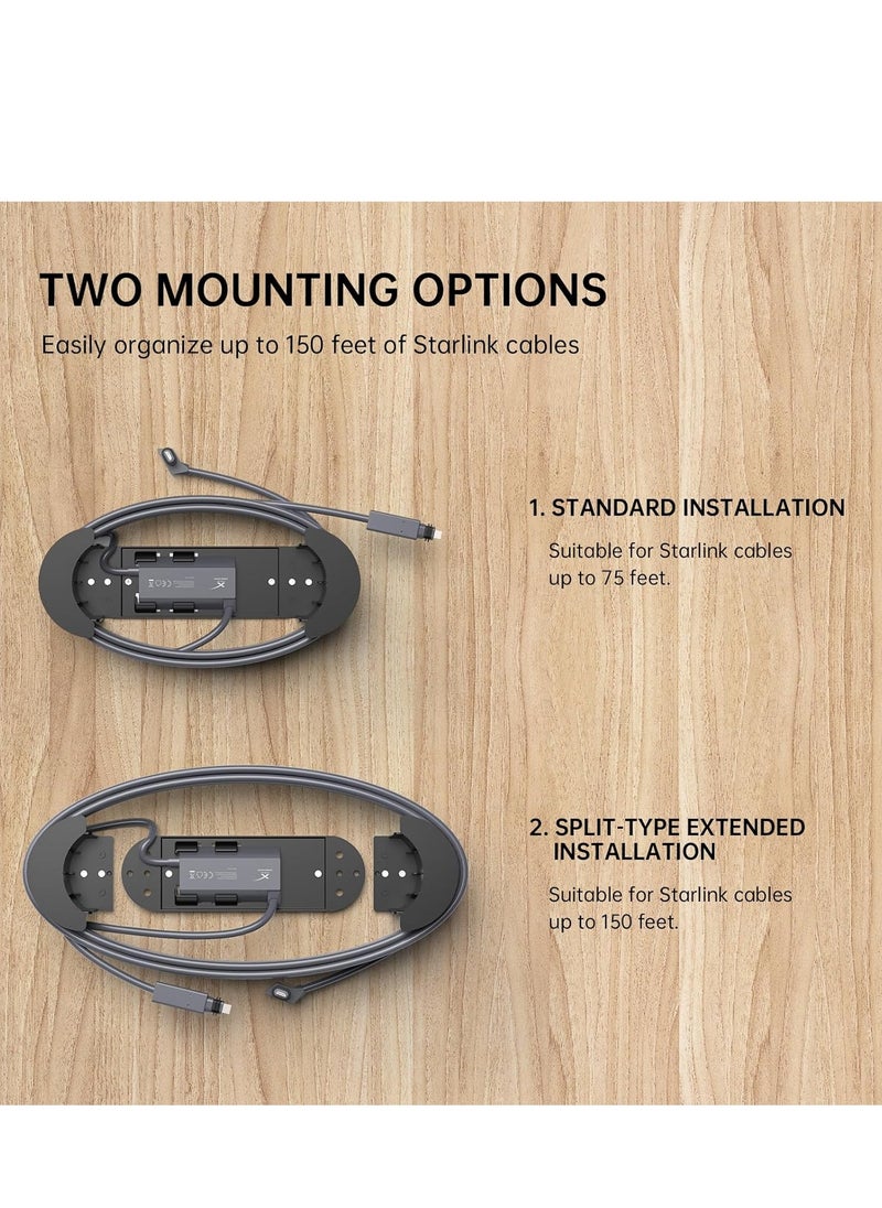 Starlink Ethernet Cable Caddy, Starlink Mounting Kit ABS Stability Starlink Gen 3 Cable Management Accessories for StarLink Cable and Starlink V2 Ethernet Adapter(Black)