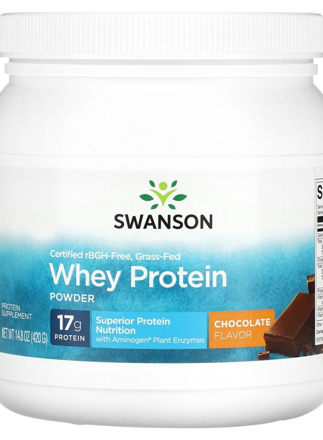 Certified rBGH-Free Grass-Fed Whey Protein Powder Chocolate 14.8 oz (420 g)