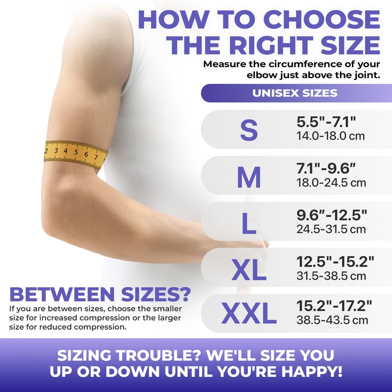 DR. BRACEÂ® Elite Elbow Brace Support, Breathable Elbow Compression Sleeve with Gel Pad for Golfer's, Tennis Elbow & Tendonitis Treatment & Pain Relief 2024 (Purple-White, Small) - Image 4