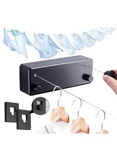 Eoptify Retractable Clothesline Double Rope, indoor & outdoor Adjustable Rope Strings, Bathroom Wall Mounted Space Saving Cloths Line for Balcony, Portable Cloth Hanger Rope,4.2m Cloth Dryer String 